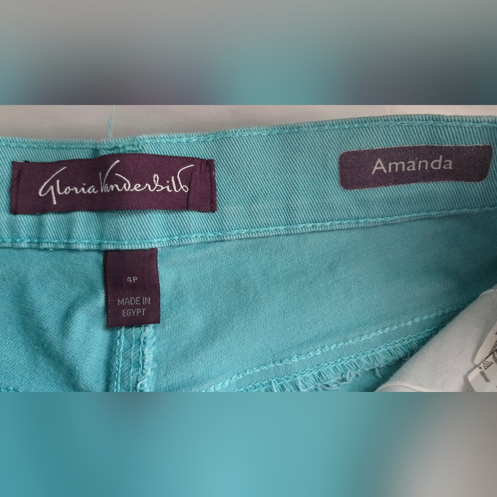 Gloria Vanderbilt Amanda Jeans Sz 4P  High Rise Straight Leg Turquoise Color - Picture 2 of 9